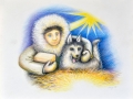 Eskimo-an-der-Krippe